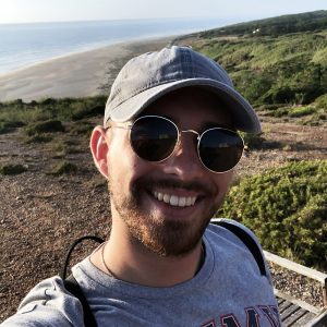 Selfie of Karol Tchorz on the coast of Portugal